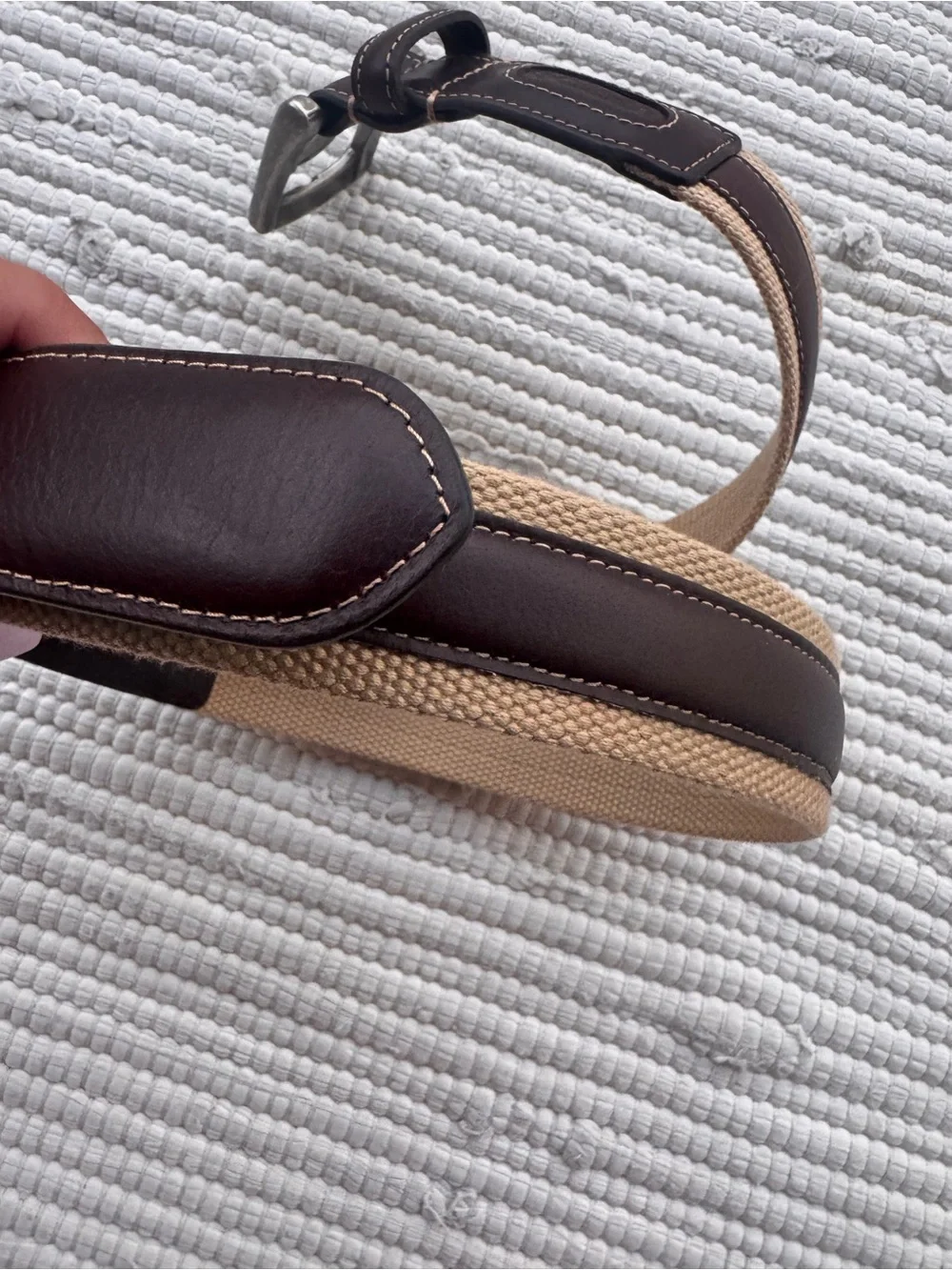 Columbia Genuine Leather & Canvas Belt Brown Tan Size 36/90